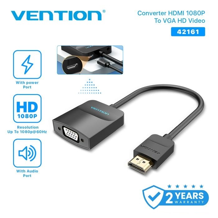 Vention ตัวแปลง HDMI เป็น VGA พร้อมอะแดปเตอร์เสียงและไมโคร-USB - 42161