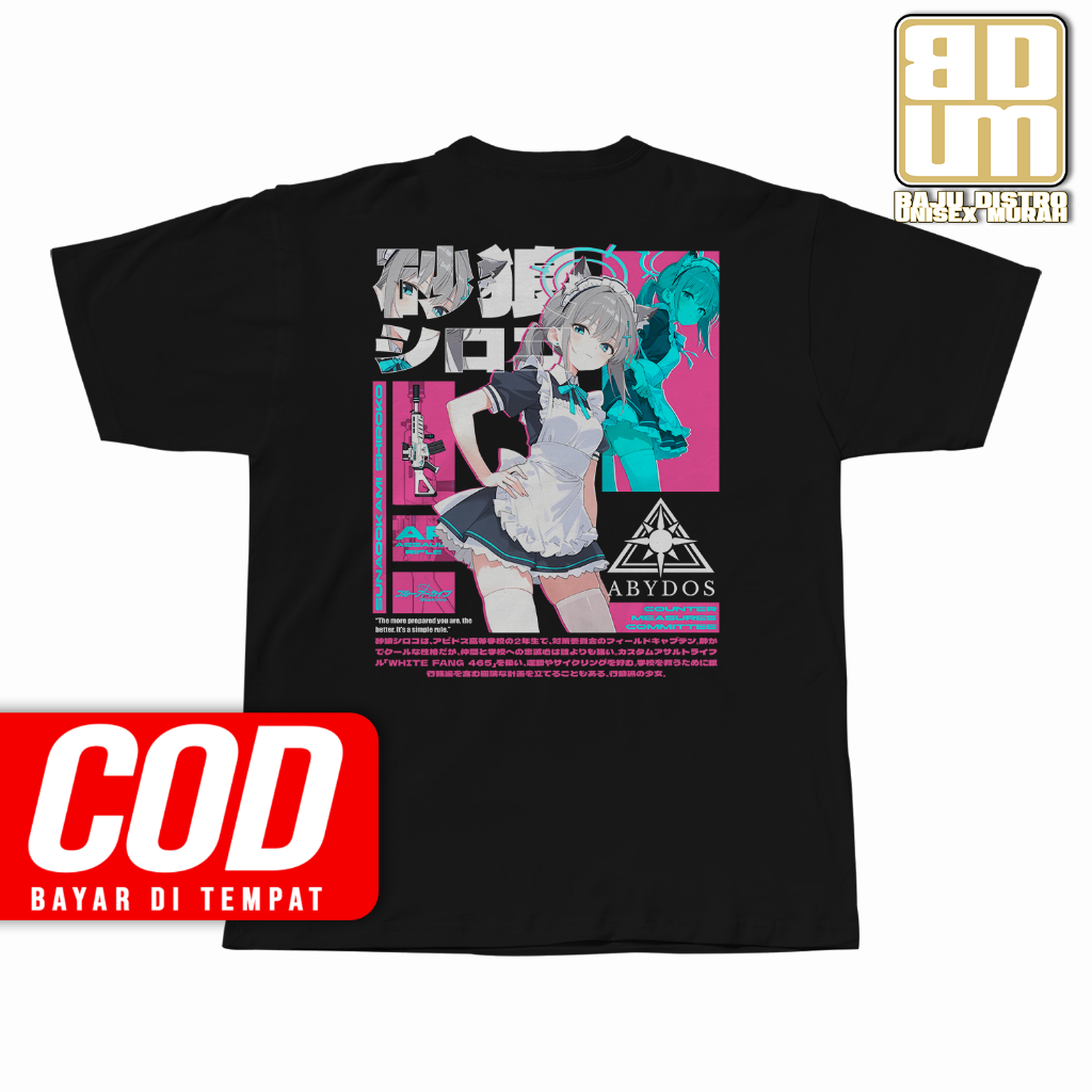อะนิเมะเสื้อยืด SUNAOOKAMI SHIROKO MERMAID ABYDOS BLUE ARCHIVE มังงะ Tshirt Unisex ญี่ปุ่น