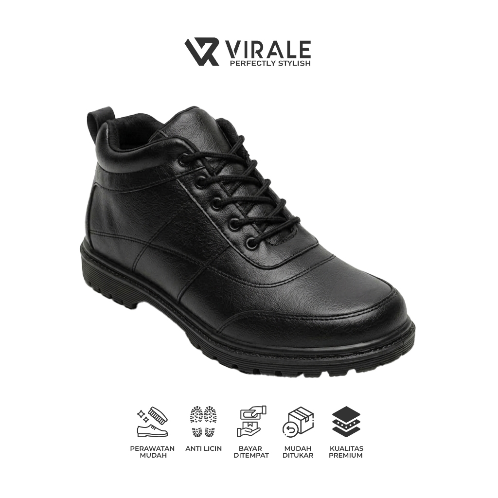 Virale - รองเท้าทํางานลําลองสําหรับผู้ชายสีดําเต็มรูปแบบหรูหรามีสไตล์กันลื่น DMB