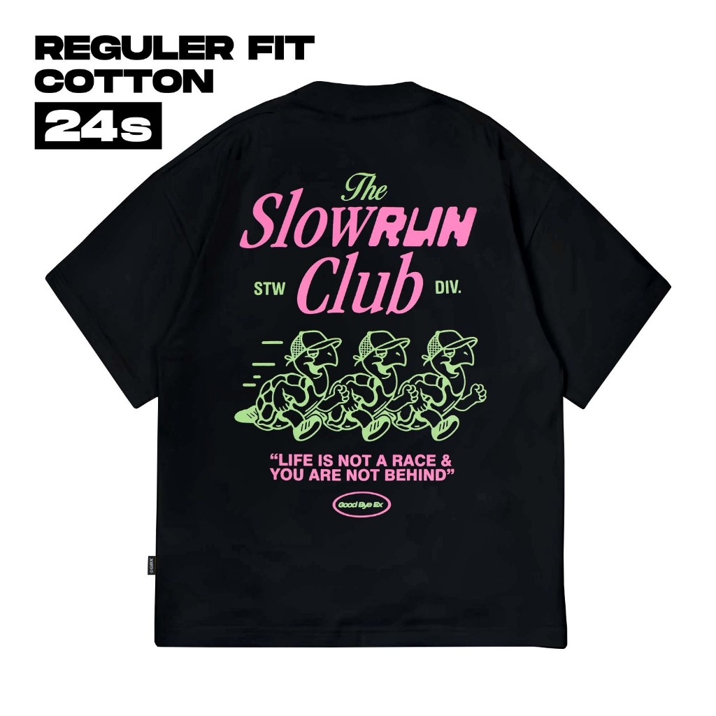 GOOD BYE EX - เสื้อยืด Cotton 24s Slow Run สีดํา