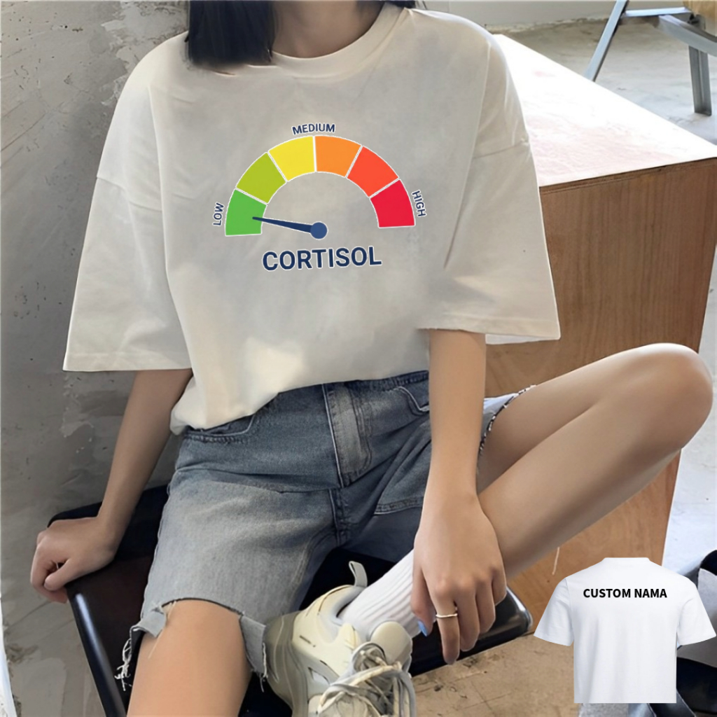 (CUSTOM NAME) - เสื้อยืด UNISEX สําหรับผู้หญิงและผู้ชาย LOW CORTISOL HIGH CORTISOL RANDOM FUNNY MEME