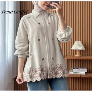 VANIA BLOUSE KEMEJA BORDIR LINEN RAMI