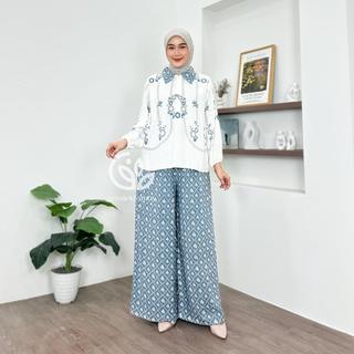 One Set Ravena Rayon Premium Busui Setelan Atasan Bawahan Wanita Celana Kulot Panjang Tebal Adem Nyaman