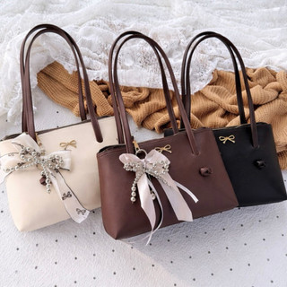 TOTEBAG TAS WANITA RIBBON BAG PREMIUM - HANDBAG PITA ELEGANT KEKINIAN VIRAL SHOPEE