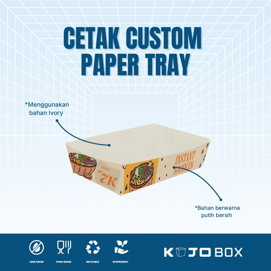 (Prioris) PAPER TRAY Size M (16x9x5cm) Ivory270 gr Custom Free Design / Food Grade MinOrder 1000pcs