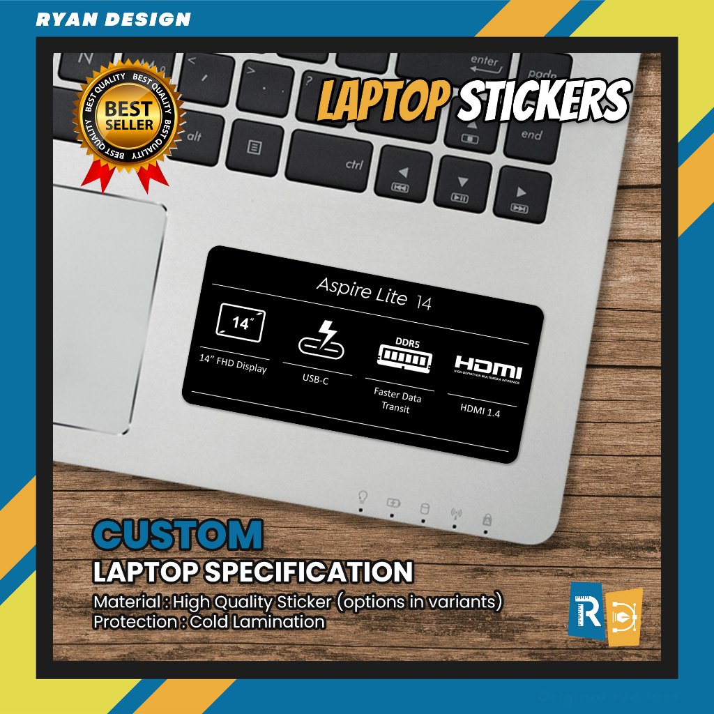 สติ๊กเกอร์โลโก้แล็ปท็อป Acer Aspire Lite 14 แล็ปท็อปคุณสมบัติสติกเกอร์ข้อมูลจําเพาะ (Unofficial)