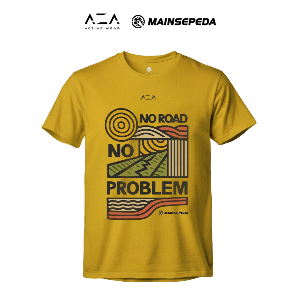 เสื้อยืด AZA x MAINBIKE ไม่มีถนนไม่มีปัญหา Ride Anywhere - สีเหลือง