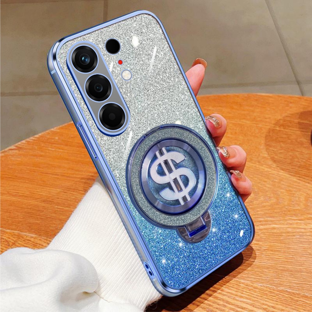 เคสนิ่ม Tecno Camon 50/50 Pro Glitter Dollar Ring Stand รองรับโทรศัพท์มือถือชาร์จไร้สาย
