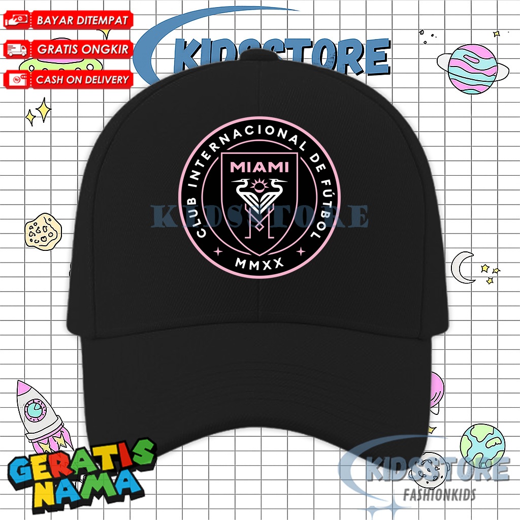 หมวกเด็ก Inter Miami Cool - Inter Miami MOTIF Kids BASEBALL Cap UNISEX ชายหญิงชื่อฟรี