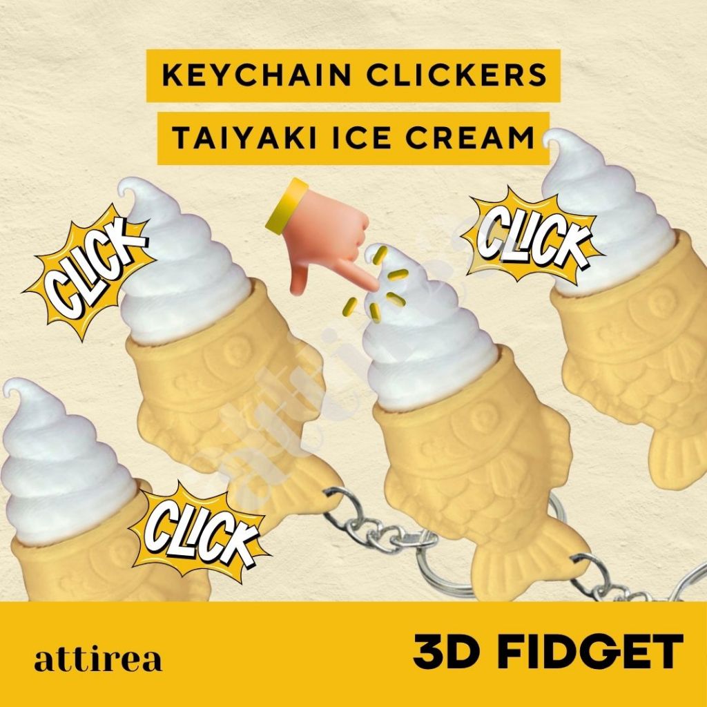 พวงกุญแจ GUNDAN Fidget Clicker - Taiyaki | พวงกุญแจของเล่นปลาเค้กขนมต่อต้านความเครียดออกคลิ๊กเสียง A