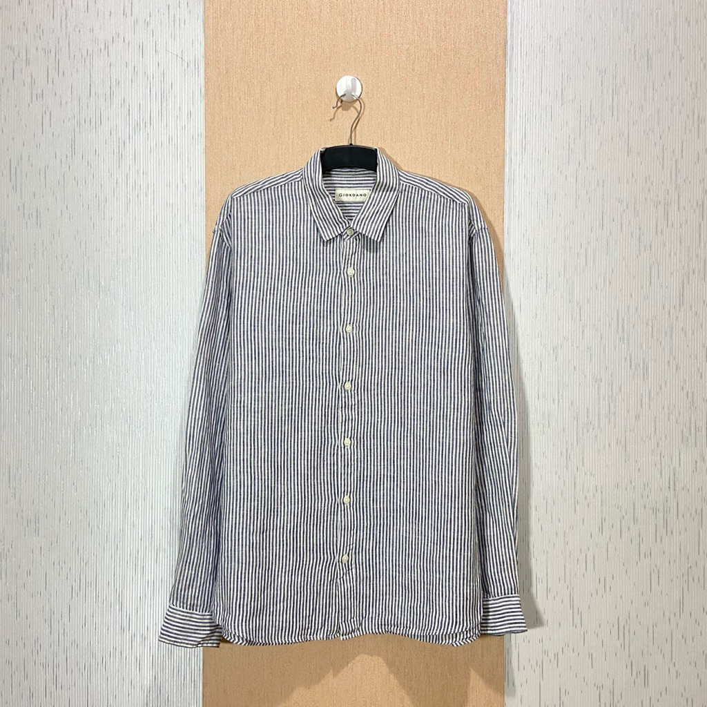 KEMEJA GIORDANO เสื้อเชิ้ตผ้าลินิน / เสื้อเชิ้ตลินินผู้ชาย / ไซส์ XL