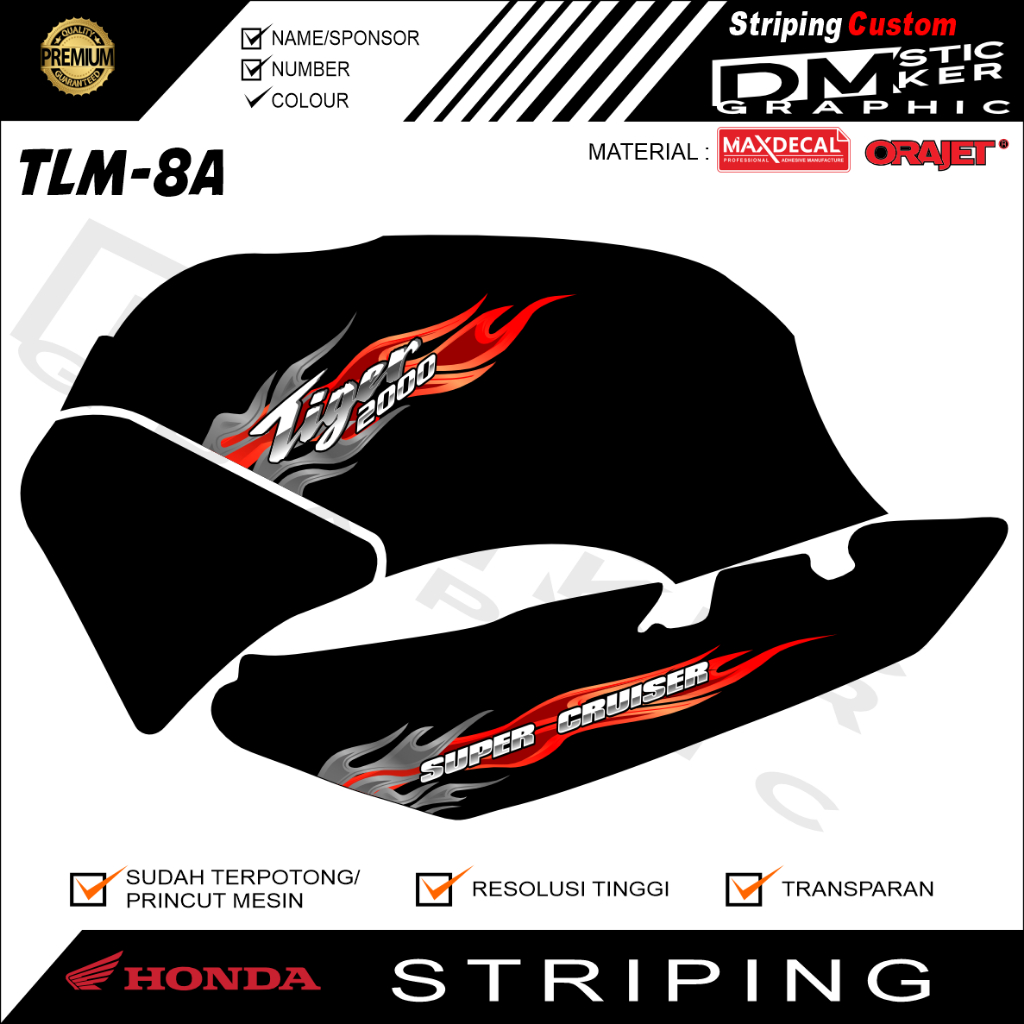 HONDA TIGER 2000 TILAM VARIATION STRIPING PREMIUM MATERIAL OLD TIGER MOTORCYCLE VARIATION CODE TLM-8