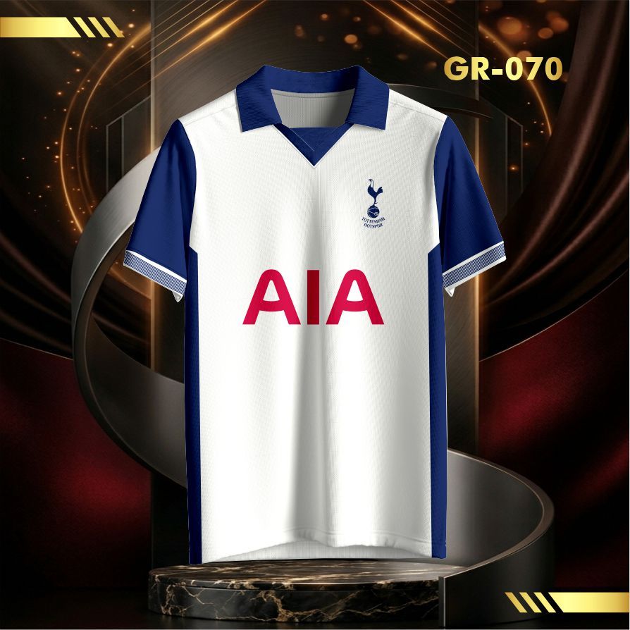 Tottenham Hotspur Spurs Home Vintage V-Neck Unisex Jersey – เสื้อยืดพิมพ์ลายสีกรมท่าสีขาว GR-070