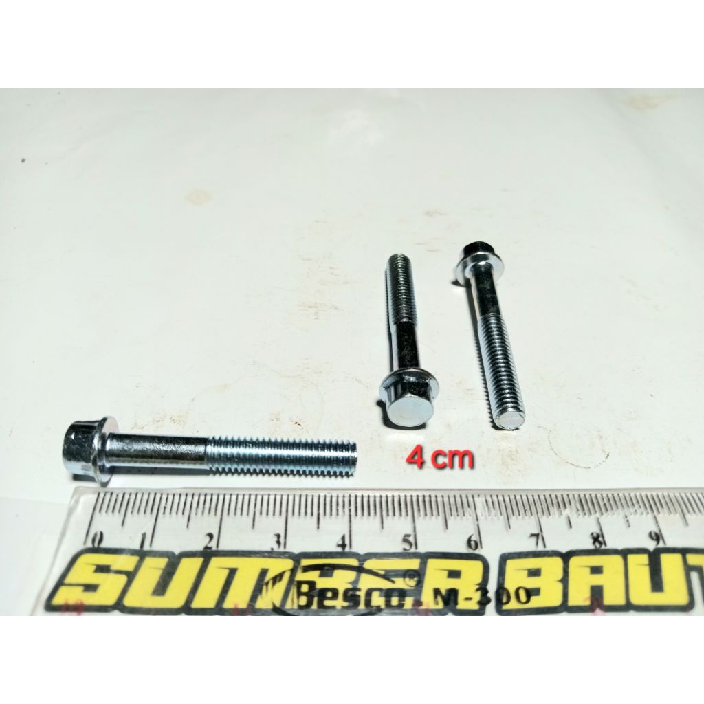 MESIN กลอนหน้าแปลนสีขาว M6 40 (4ซม.) กุญแจ 8 / บล็อกเครื่องยนต์ / FO / โบลต์หน้าแปลน