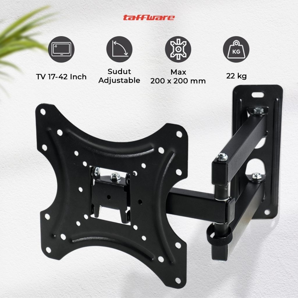 VESA200x200 17-42 นิ้ว Wall TV Bracket 90 การหมุนเอียง 15 X-200
