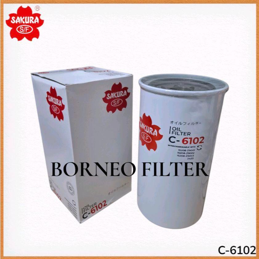C-6102 กรองน้ํามันเครื่องซากุระ C6102 P550073 เจจจจจ8610003 LF3436 B45 C212 SFO9003 JOC-10002 JOC100