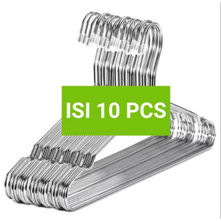 10 PCS Gantungan Baju Stainless Anti Karat, Kuat dan Tahan Lama LEBIH TEBAL DARI GATUNGAN BIASA