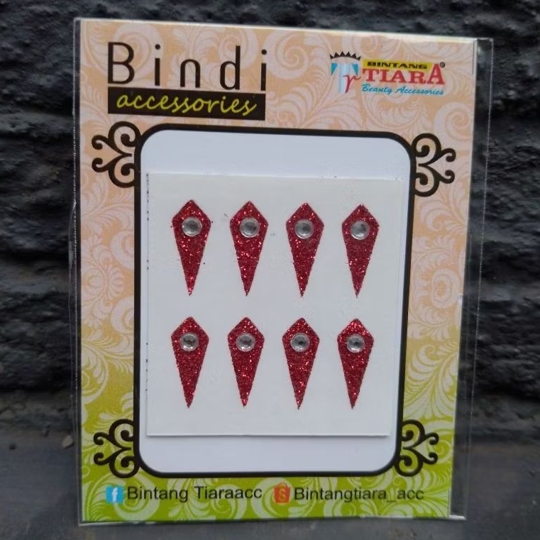 MERAH Bindi Glitter Red kite + Diamond