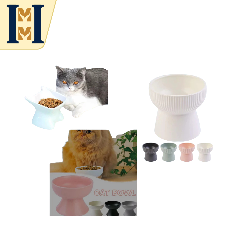 เซรามิกแมวและสุนัขอาหารและชามดื่ม – ชามแมวน่ารัก/ธรรมดา/ลาย ป้องกันการหก