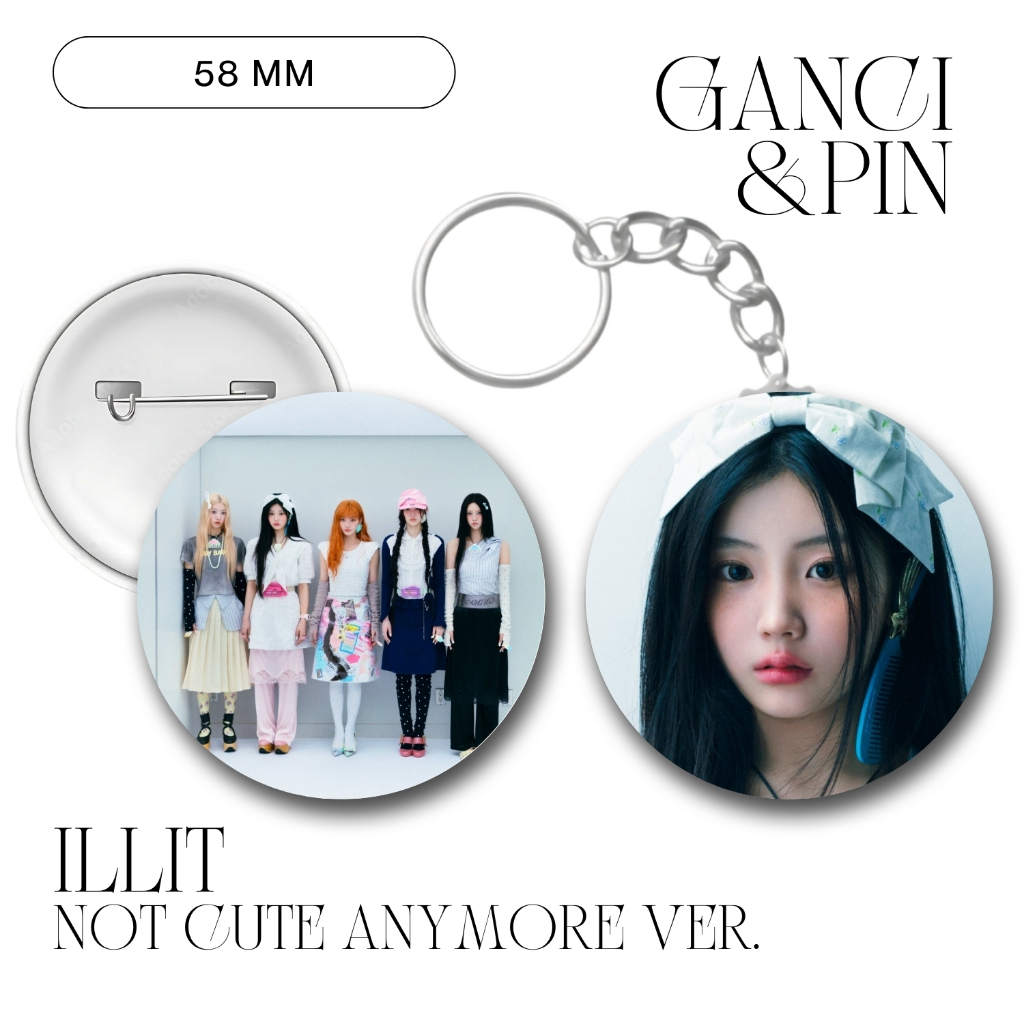GANTUNGAN ILLIT PIN ไม่น่ารัก ANYMORE KEYCHAIN 58 MM KPOP IDOL พวงกุญแจ UNOFFICIAL IROHA WHANEE