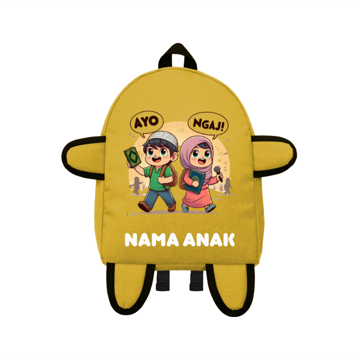 Childrens Mini Backpack - Mini Backpack with Lets Study Motif - Childrens Mini Backpack (ชื่อฟรี)