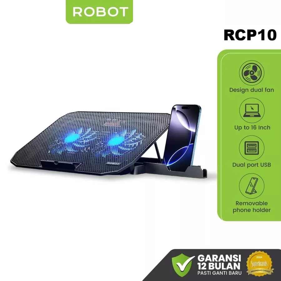 หุ่นยนต์ RCP10 | ขาตั้งแผ่นระบายความร้อนแล็ปท็อป RCP20 พอร์ต USB คู่