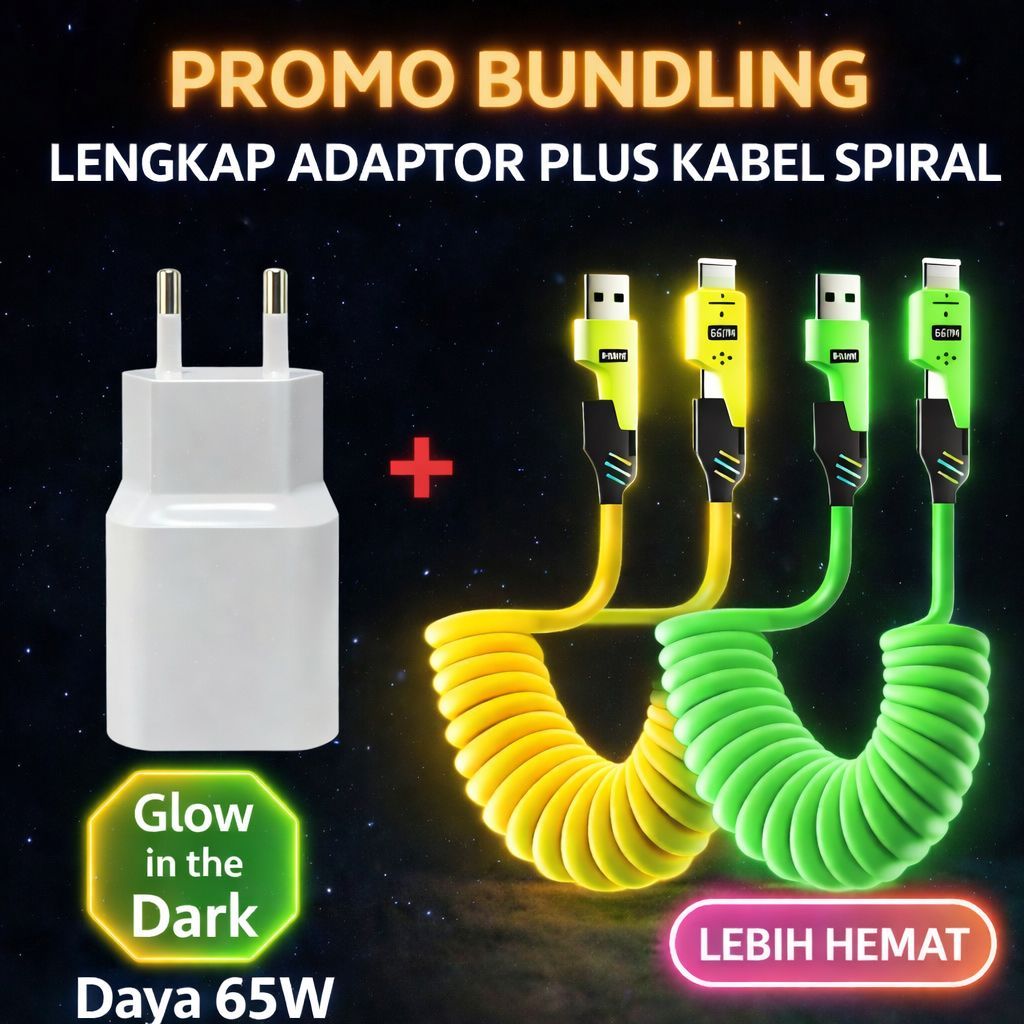BUNDLING ADAPTER PLUS SPIRAL CABLE COLOR FAST CHARGING 65W variation