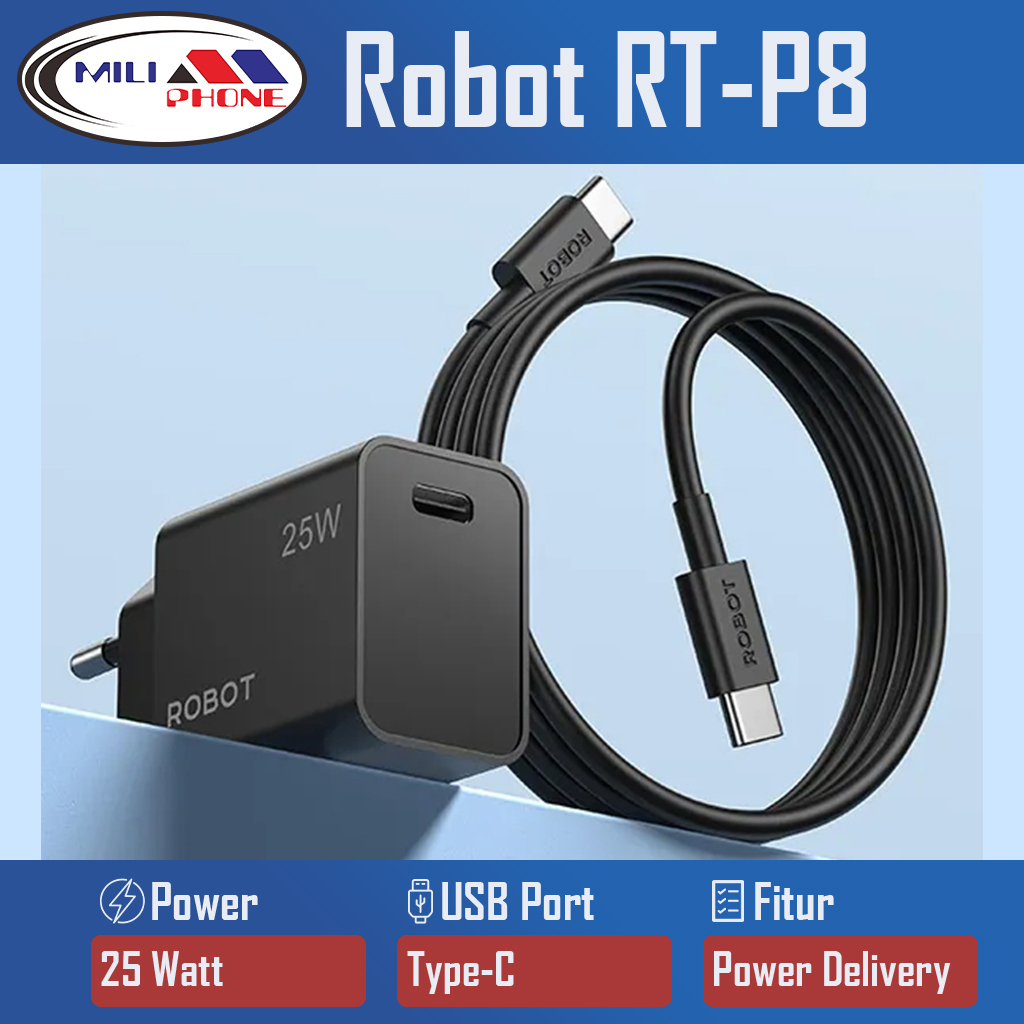 เครื่องชาร์จหุ่นยนต์ RT-P8 25W + สาย Type-C ถึง Type-C 100 Cm ของแท้