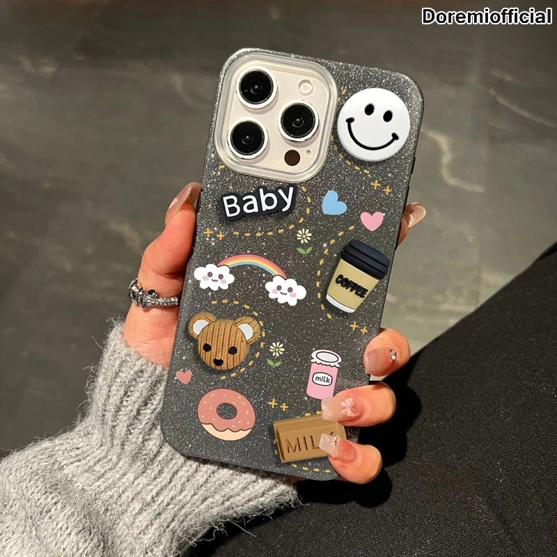 ตุ๊กตา PATTERN สีดํา + REQUEST PHOTO CASE GLITTER BLINK STARDUST สําหรับ XIAOMI REDMI A1 A2 A5 8 8A 