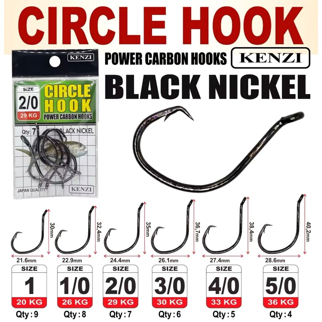 MATA KENZI CIRCLE HOOK POWER CARBON HOOKS สีดํา NICKEL