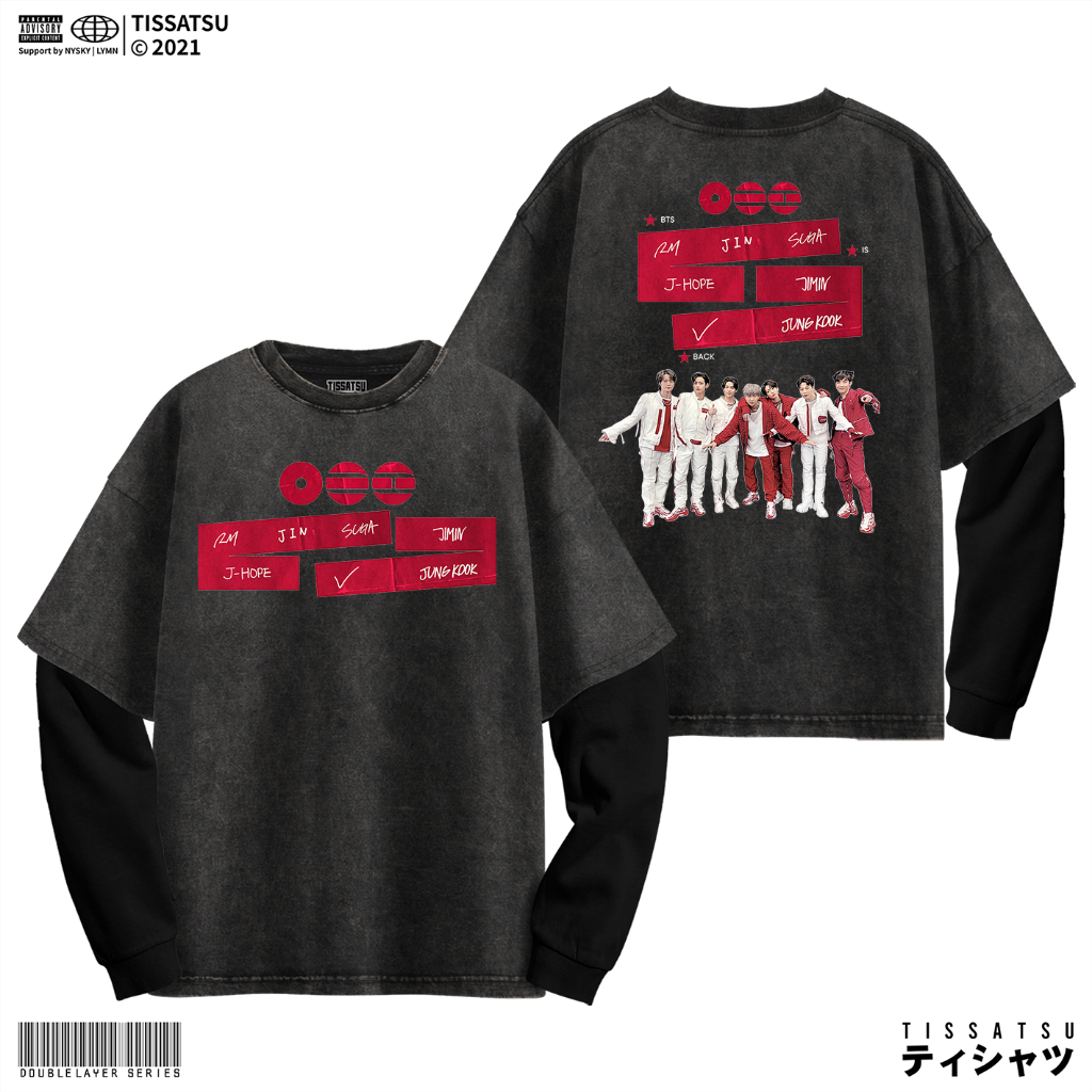TISSATSU Longsleeves BANGTAN WORLD TOUR Double Layer Oversize / Long Sleeve Wash Shirt BT-15
