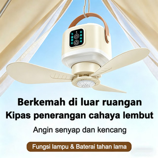 Kipas Angin Portable Camping 3in1 - Lampu LED Terang, Baterai 7200mAh Tahan Lama, Silent Wind, Bisa Digantung/Berdiri/Dinding, Tripod Anti Slip - Pendingin Udara Outdoor untuk Tendam, Tidur Nyenyak