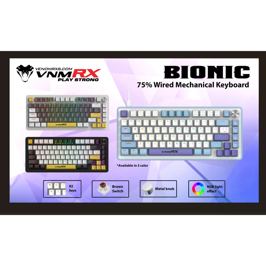 VENOMRX BIONIC MECHANICAL KEYBOARD 75% WIRED RGB & METAL KNOB