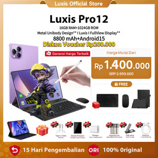 [Free Mouse Keyboard Case] Luxis Tablet Pro12 (16GB+1024GB)Android15 |11.6inch"lPS Screentablet android 8800mAh Dual Sim CardadvanTablet Murah100ribuan Anak Tablet android murah Diskon 50%,penawaran menarik 100% asli, dukungan COD Tab Luxis Official Store