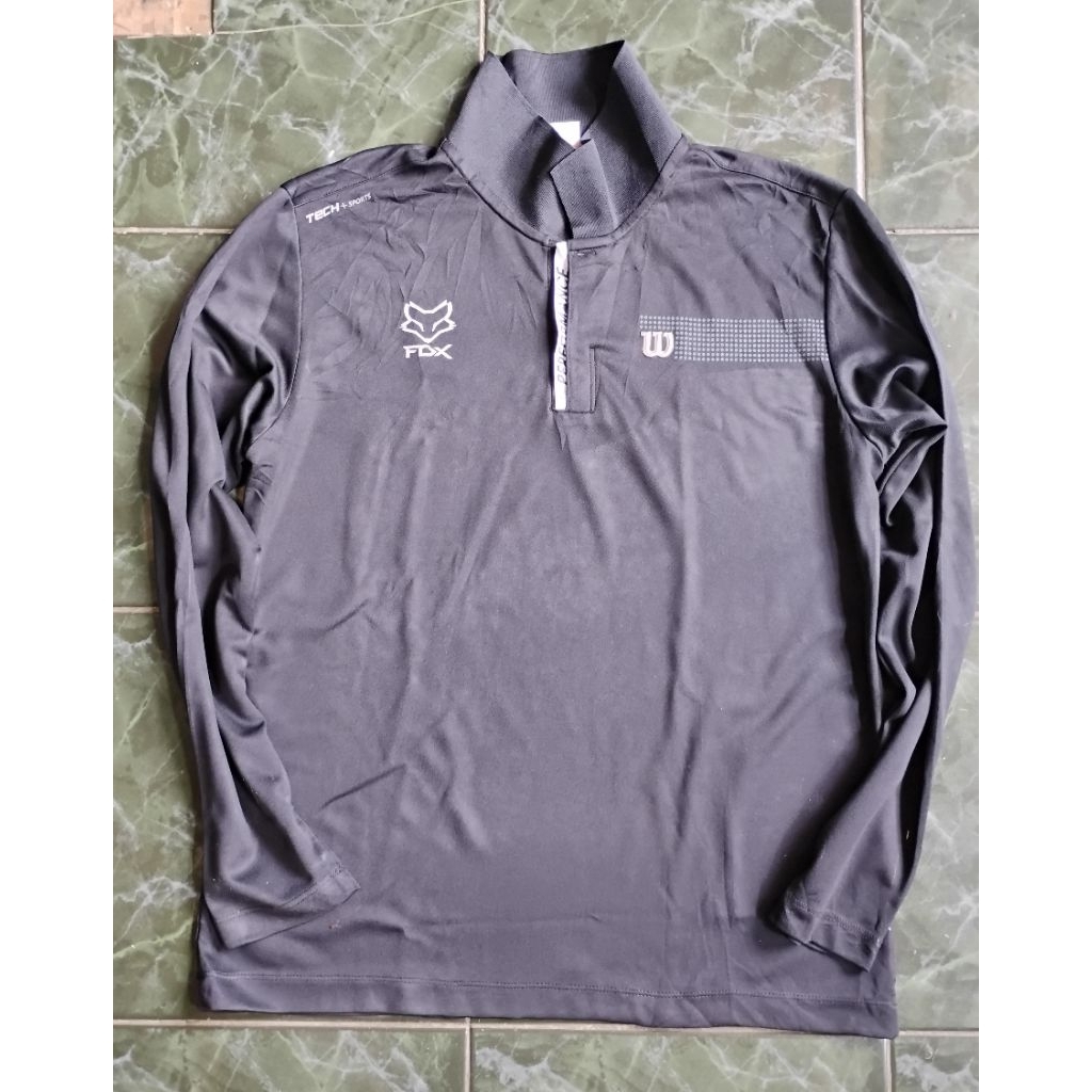 Wilson Full Black Collar เสื้อยืด Kolab Fox Tennis Padel