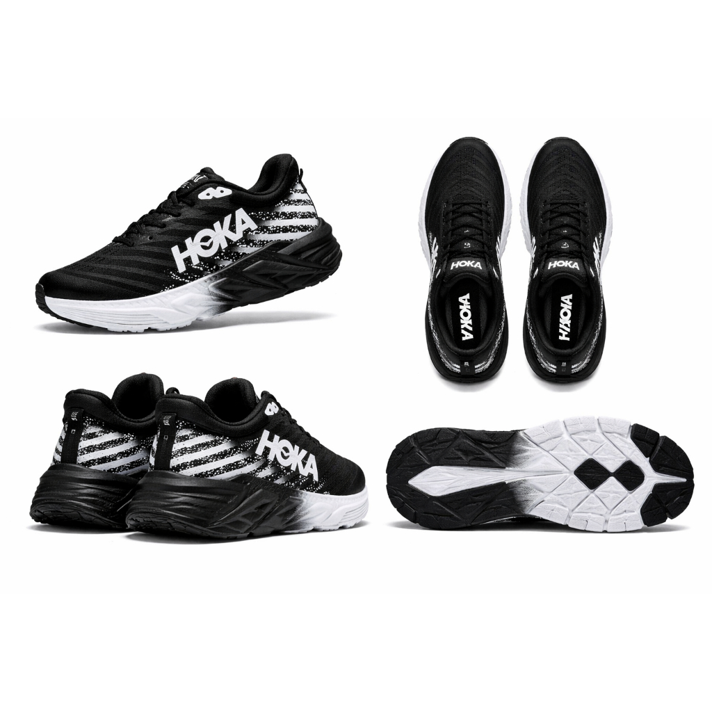 รองเท้าวิ่งผู้ชาย HOKA FITNESS RUNNING SPORTS สําหรับผู้ชายและผู้หญิง HOKA สีดําและสีขาว