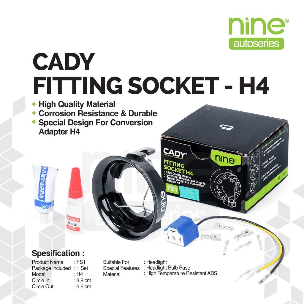 H4 FS1_CADY โคมไฟติดตั้ง H4 ซ็อกเก็ตกาวกาวสาย PNP ผู้ถือแพคเกจ FS1