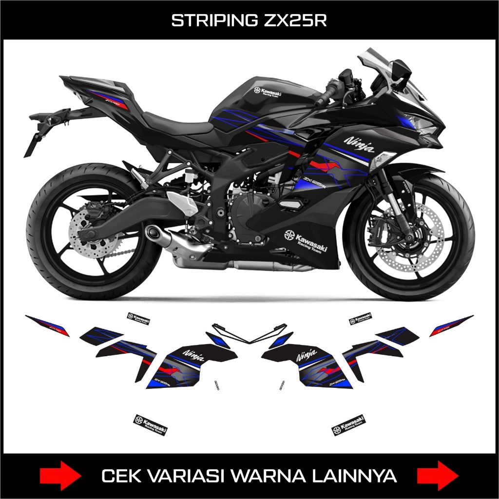 KAWASAKI ZX25R STRIPING STICKER / ZX25R MOTORCYCLE VARIATION DECAL STICKER