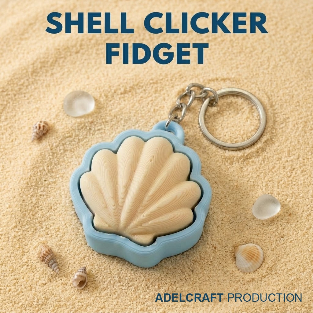 GANTUNGAN Myhomey - Shell Sea Clicker Fidget พวงกุญแจคีย์บอร์ดแบบกลไก 3D Sea Shell ASMR