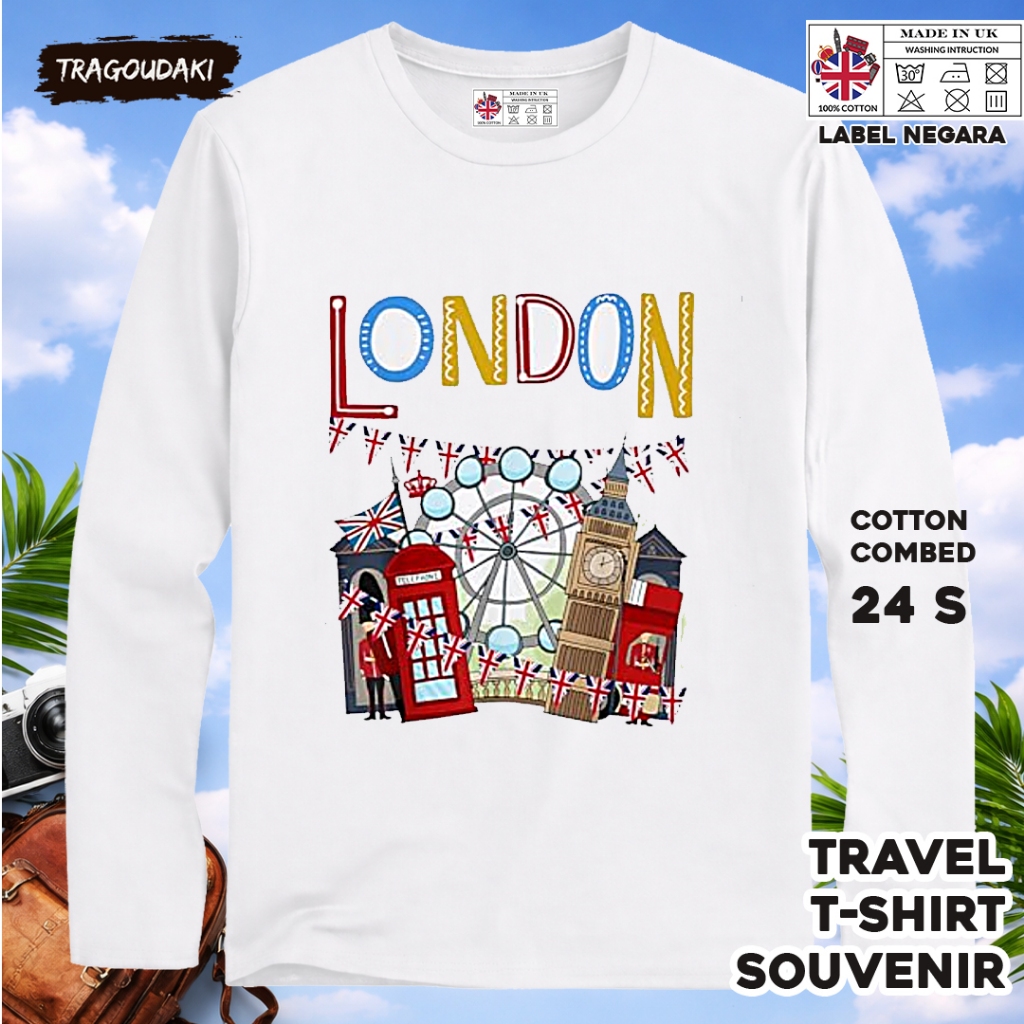 ENGLAND 56 LONG-SLEEVED SOUVENIR เสื้อยืด ENGLAND COUNTRY TAG COTTON 24S ของขวัญพรีเมี่ยม SOUVENIR