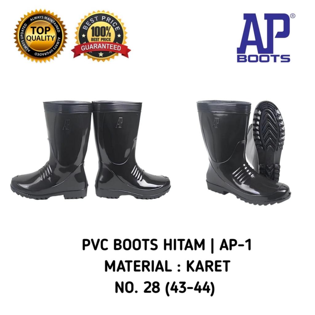 AP Boots AP 1 รองเท้า PVC สีดํา No.28 AP รองเท้า AP 1 รองเท้ายาง PVC สีดํา กลางลูกวัวความสูงรองเท้าฝ