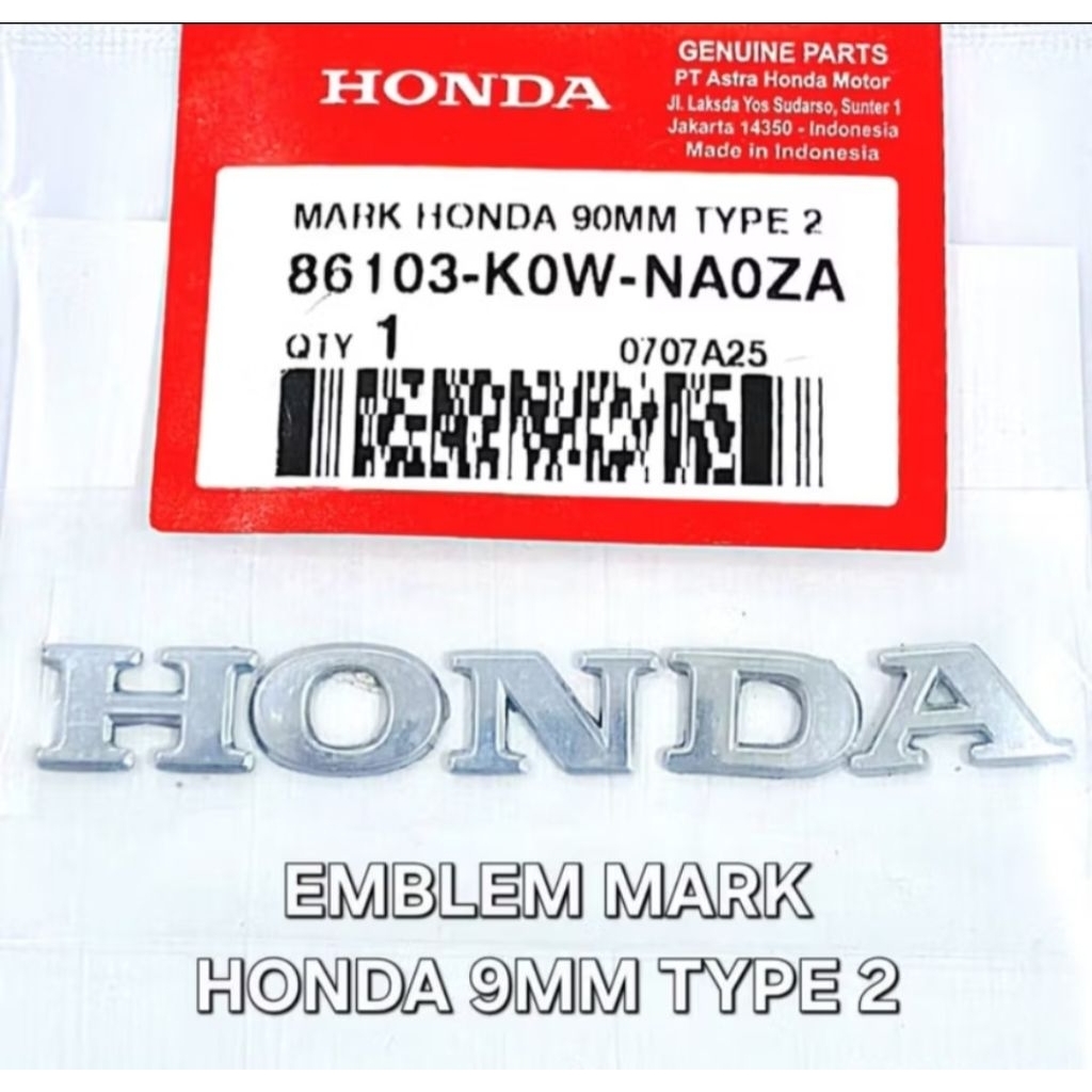 Honda 9MM Type 2 Mark Emblem 86103K0WNA0ZA