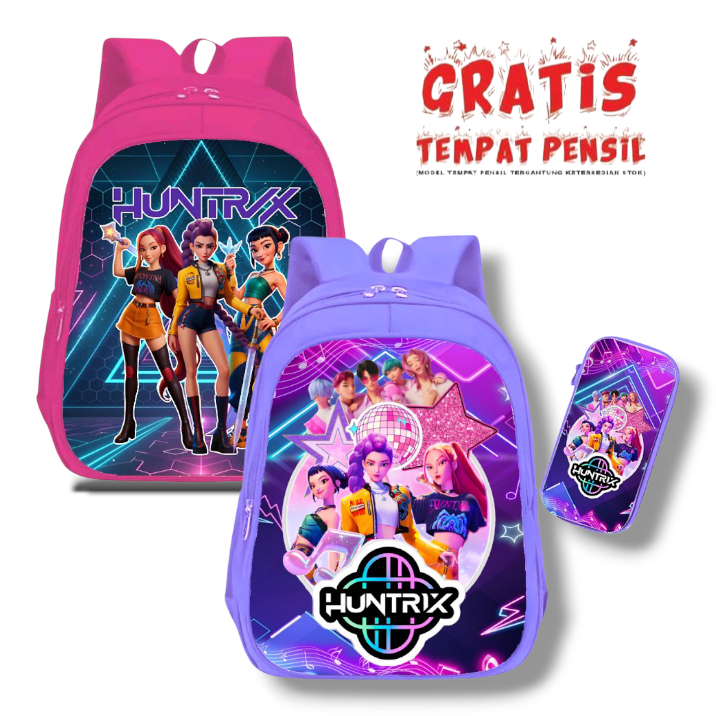 K-POP Bag กระเป๋าเป้นักเรียนหญิง K-POP ตัวละคร Demon Huntrik โรงเรียนอนุบาลเด็กประถม 2 ช่องว่าง
