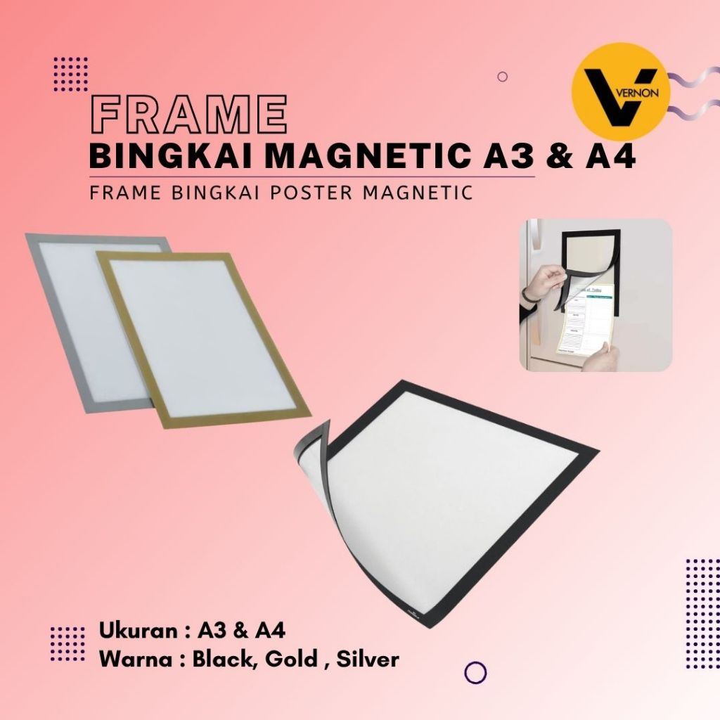 Magnetic Poster Frame Magnetic Document FIle Photo Frame A3 / A4 ขนาด