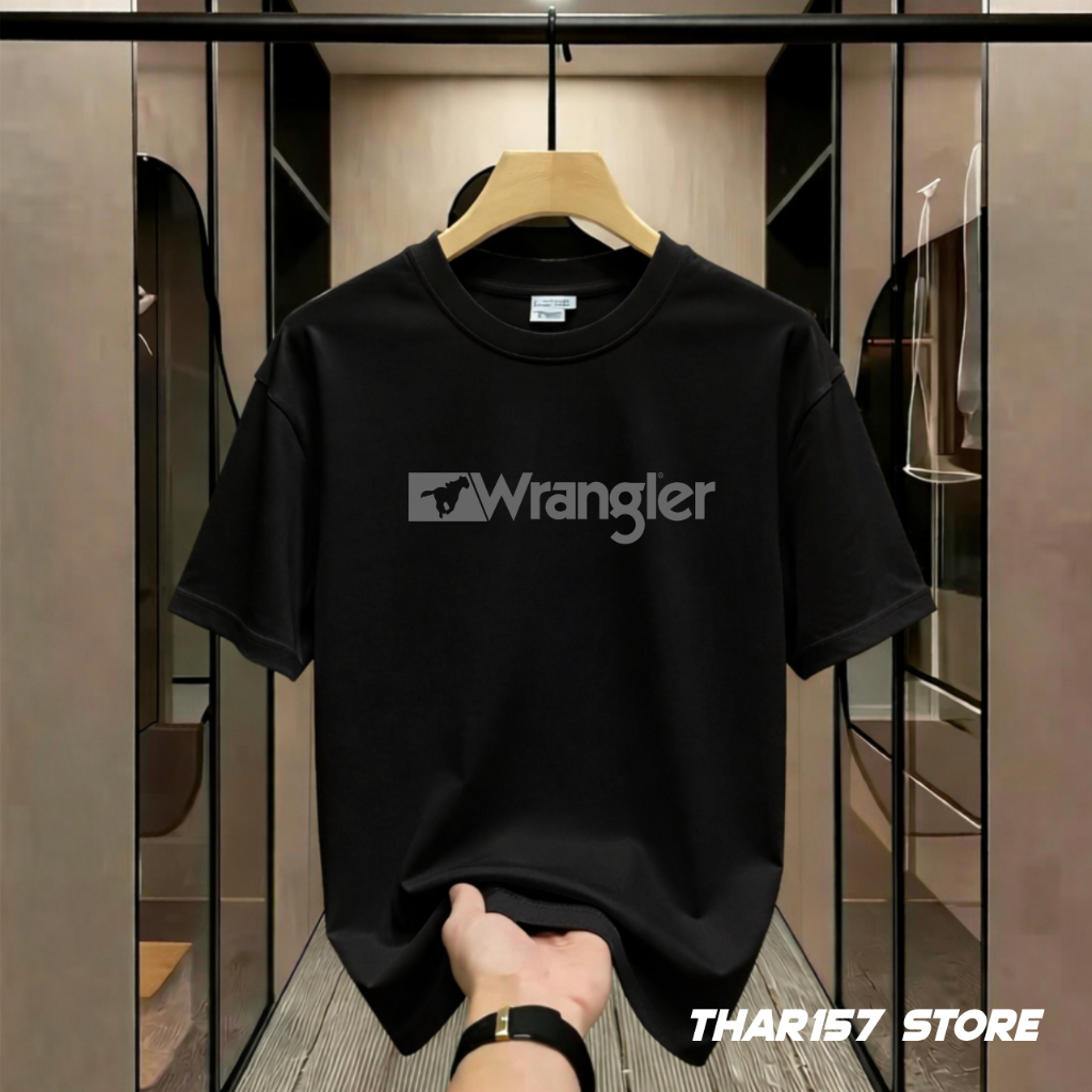 เสื้อยืดผู้ใหญ่ขนาดใหญ่ S-6XL Wangler Block Silver Motif วัสดุพรีเมี่ยมแขนสั้น
