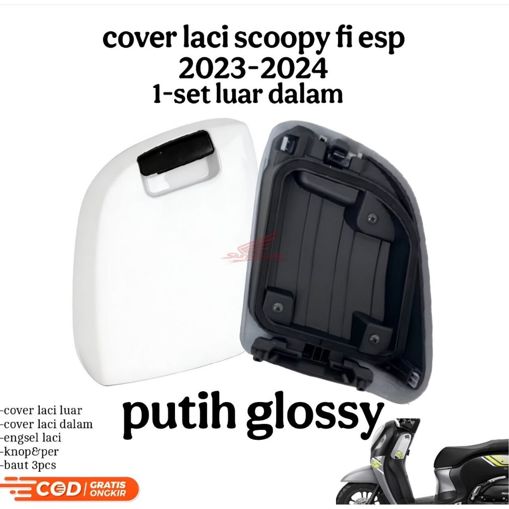 ฝาปิดกระเป๋าลิ้นชักสําหรับ Honda New Scoopy LED New White 2023-2024