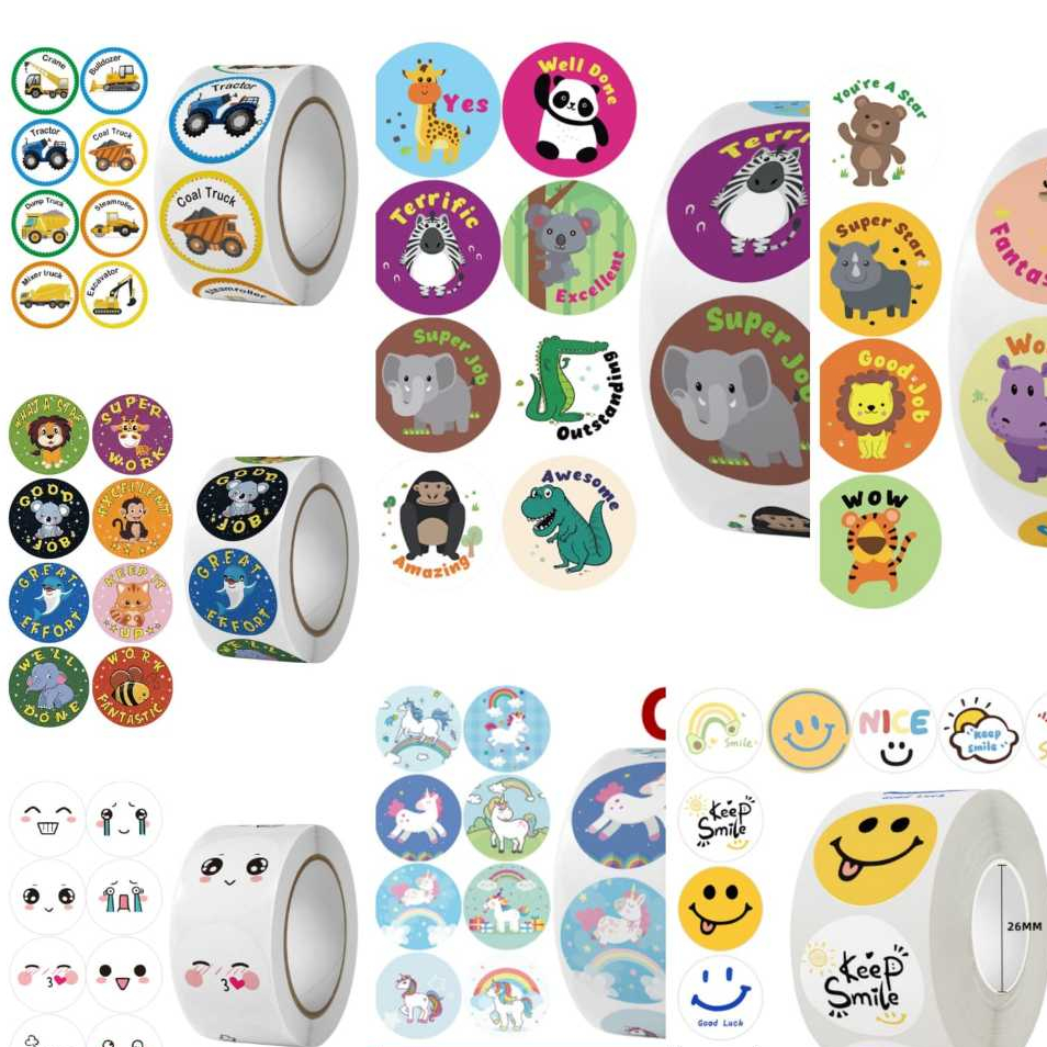 500ชิ้น ม้วนสติ๊กเกอร์/ROLL พร้อมน่ารัก EMOJI MOTIF