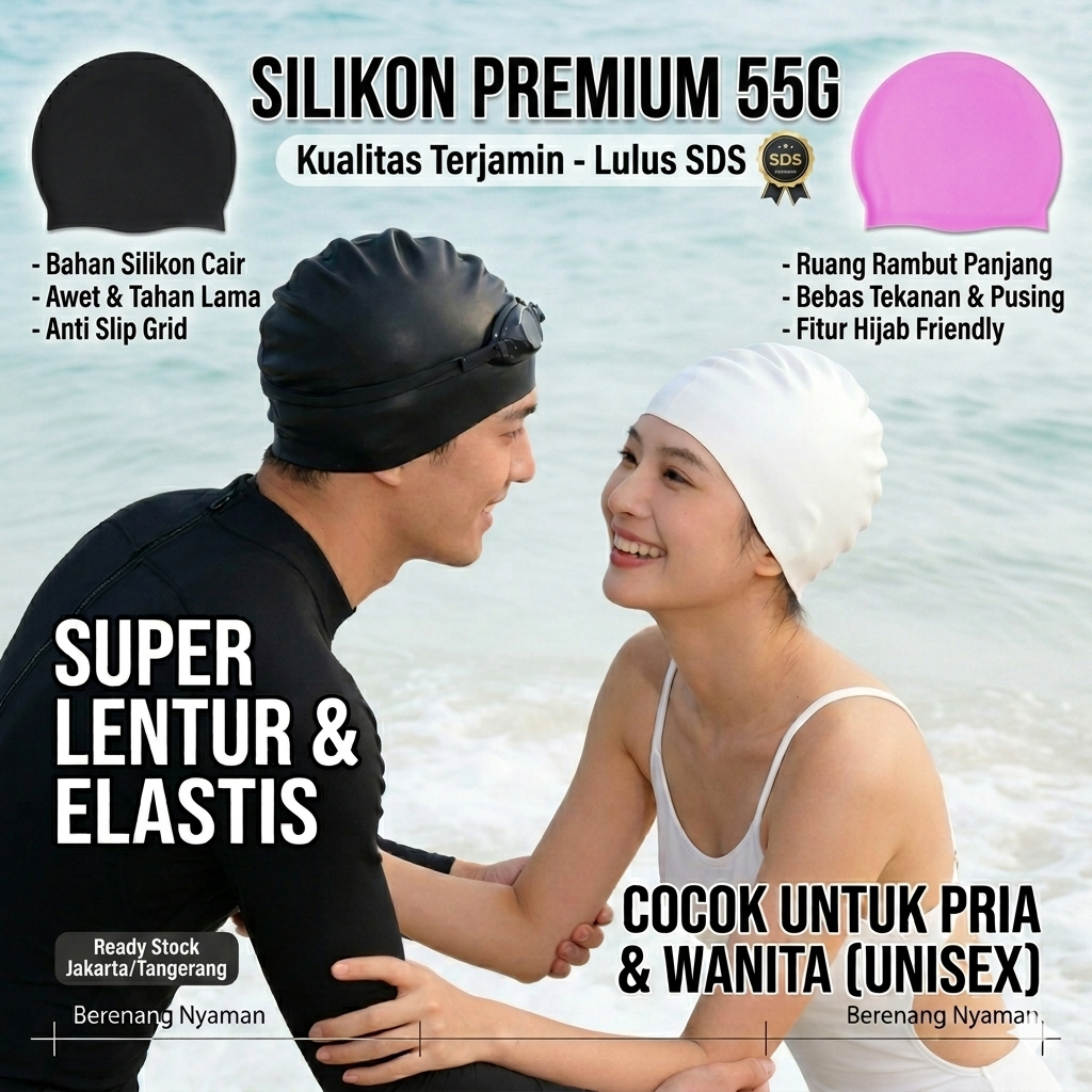 ADULT SWIM CAP - ซิลิโคนกันกระแทก กันลื่น สวมใส่สบาย