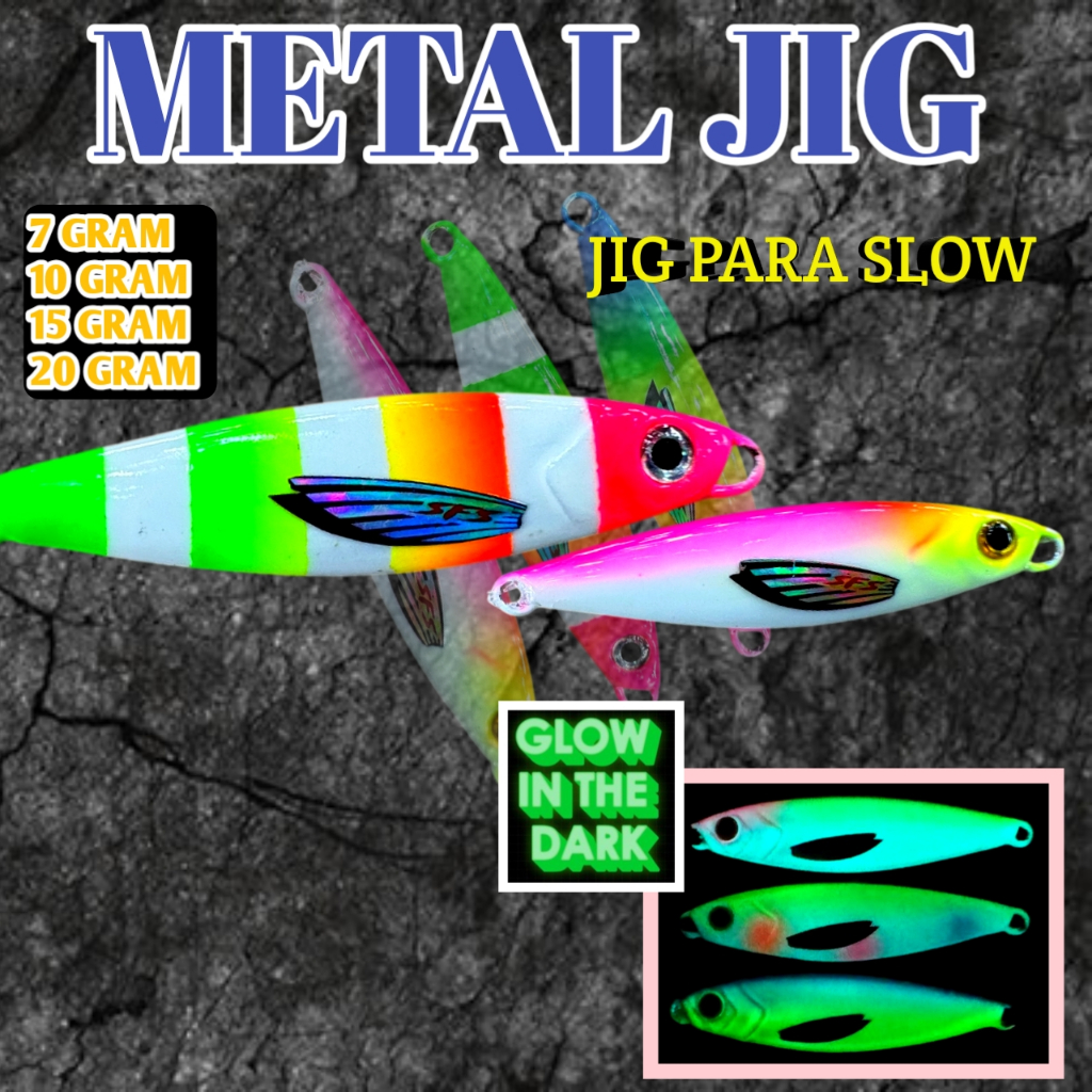 FUL GID micro jig 15 กรัม โลหะ เรืองแสงในที่มืด พร้อมตะขอ สําหรับตกปลา