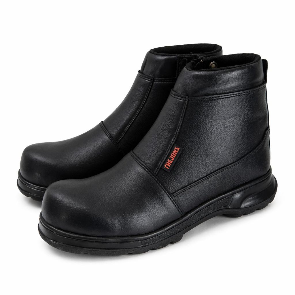 รองเท้าเซฟตี้หนังหัวเหล็ก / Leather Project Work Shoes / Hotel Office Work Shoes with Rubber Sole Ro